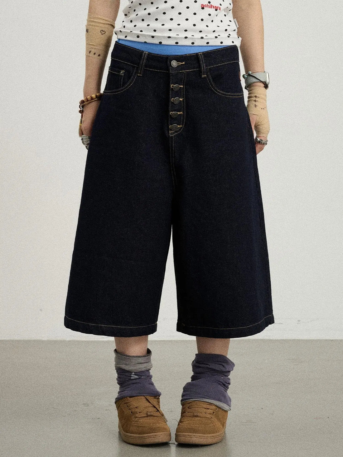 Street Inspired Cropped Wide Leg Jeans