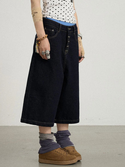 Street Inspired Cropped Wide Leg Jeans