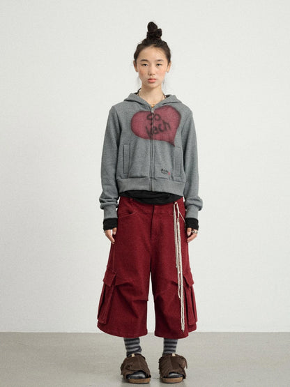 Stretch Cotton Cargo Capri Pants