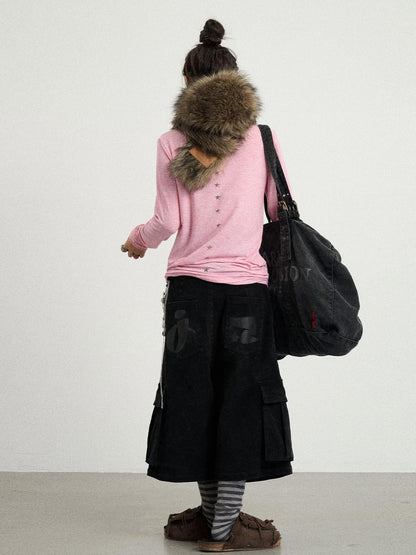 Stretch Cotton Cargo Capri Pants