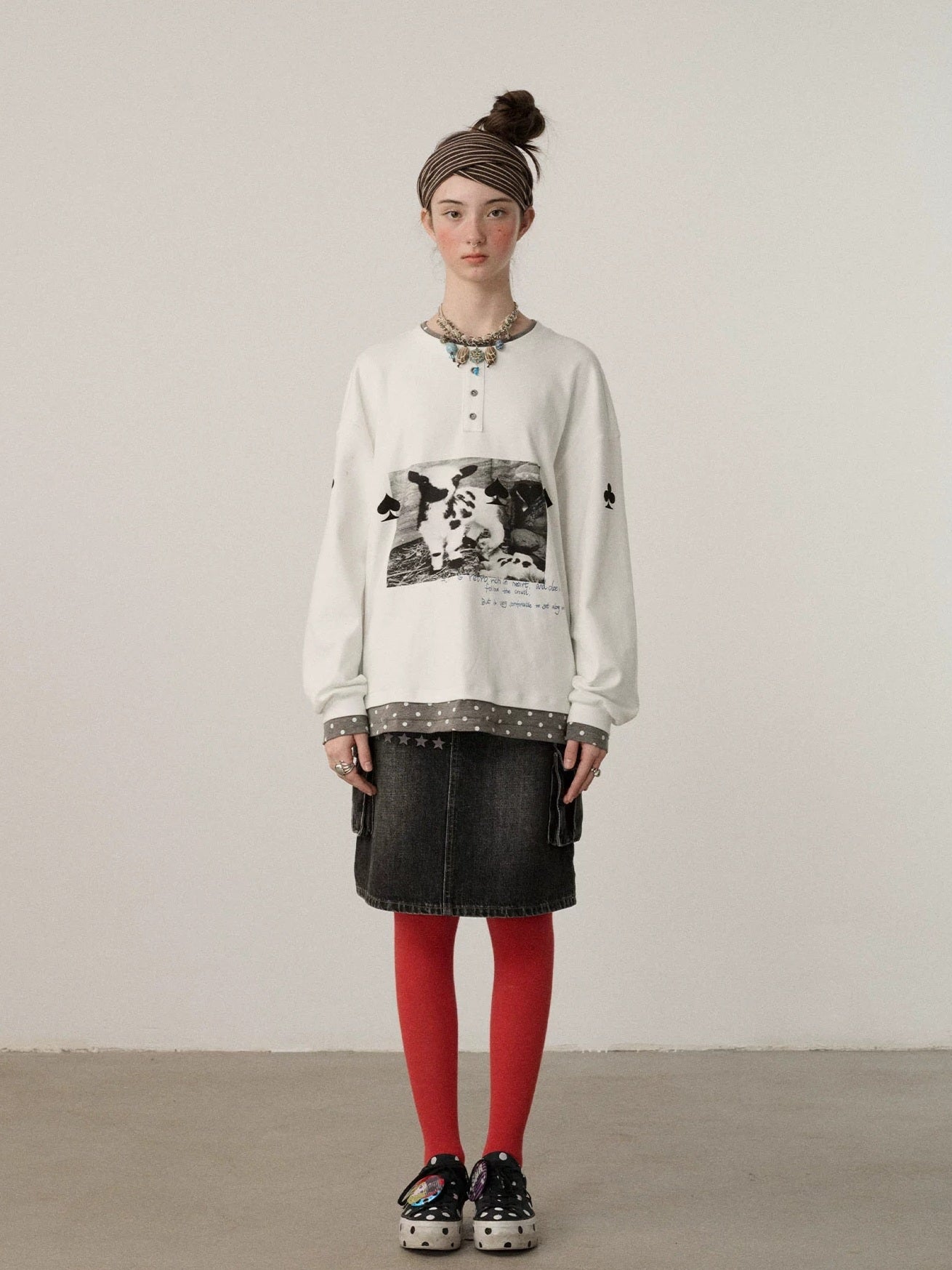 Achihara Stretch Cotton Long Sleeve Round Neck Straight Fit Commuter Women White T-Shirt