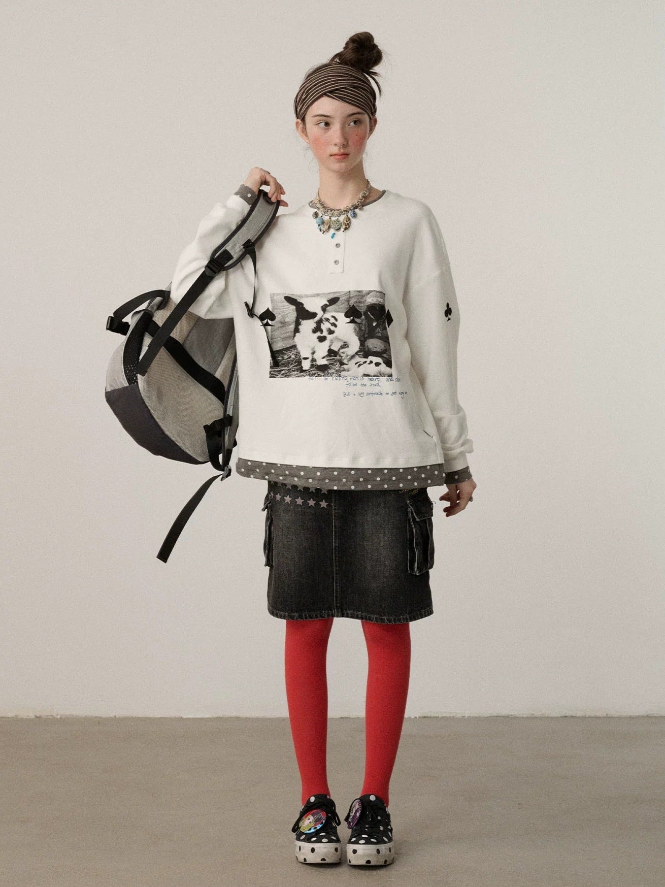 Achihara Stretch Cotton Long Sleeve Round Neck Straight Fit Commuter Women White T-Shirt