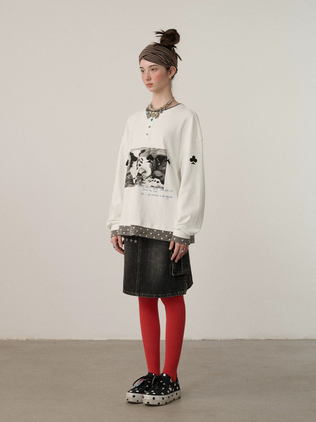 Achihara Stretch Cotton Long Sleeve Round Neck Straight Fit Commuter Women White T-Shirt