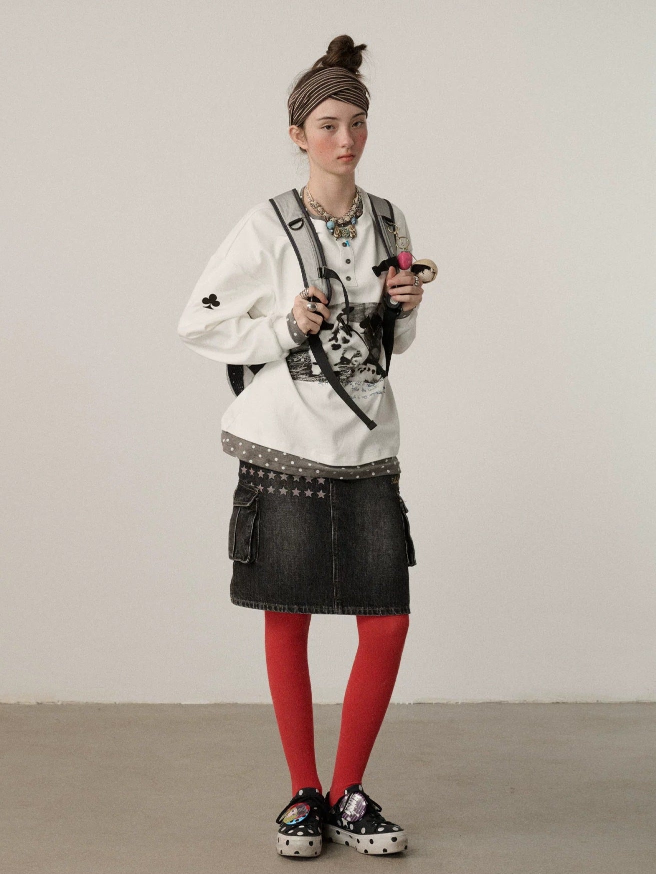 Achihara Stretch Cotton Long Sleeve Round Neck Straight Fit Commuter Women White T-Shirt