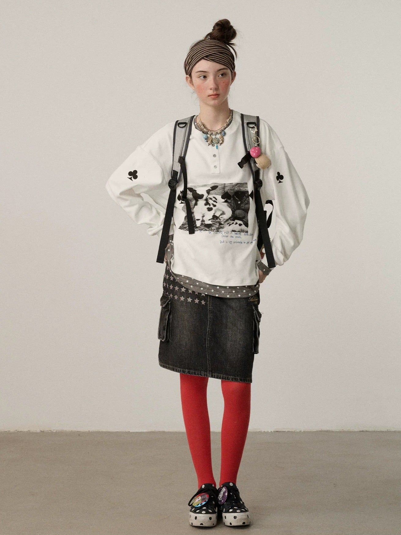 Achihara Stretch Cotton Long Sleeve Round Neck Straight Fit Commuter Women White T-Shirt