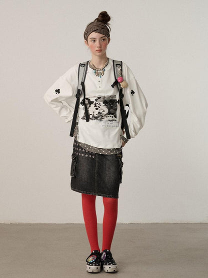 Achihara Stretch Cotton Long Sleeve Round Neck Straight Fit Commuter Women White T-Shirt