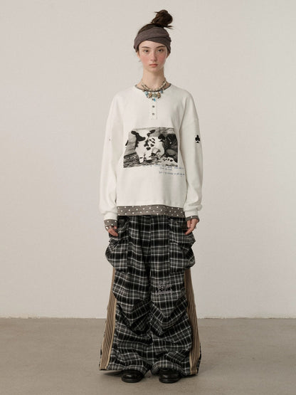 Achihara Stretch Cotton Long Sleeve Round Neck Straight Fit Commuter Women White T-Shirt