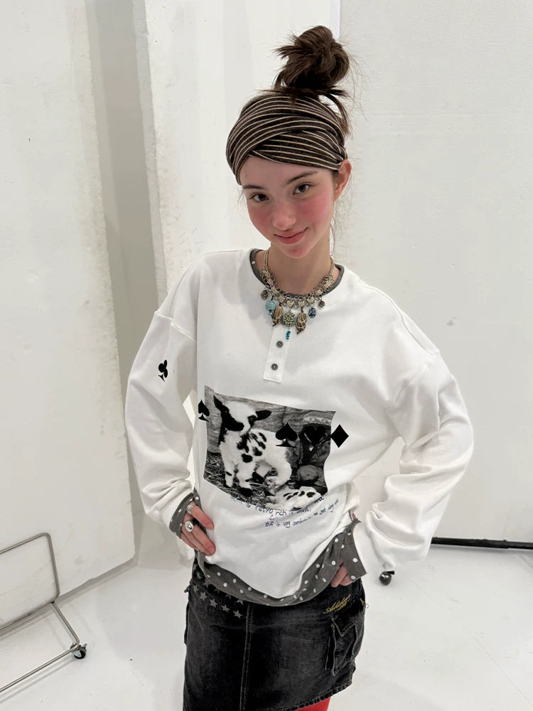 Achihara Stretch Cotton Long Sleeve Round Neck Straight Fit Commuter Women White T-Shirt-4