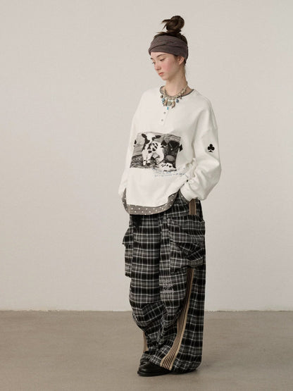 Achihara Stretch Cotton Long Sleeve Round Neck Straight Fit Commuter Women White T-Shirt