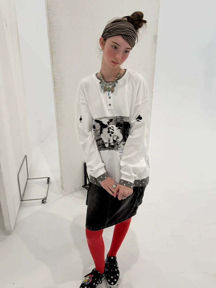 Achihara Stretch Cotton Long Sleeve Round Neck Straight Fit Commuter Women White T-Shirt-5