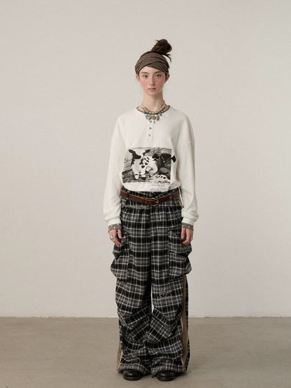 Achihara Stretch Cotton Long Sleeve Round Neck Straight Fit Commuter Women White T-Shirt