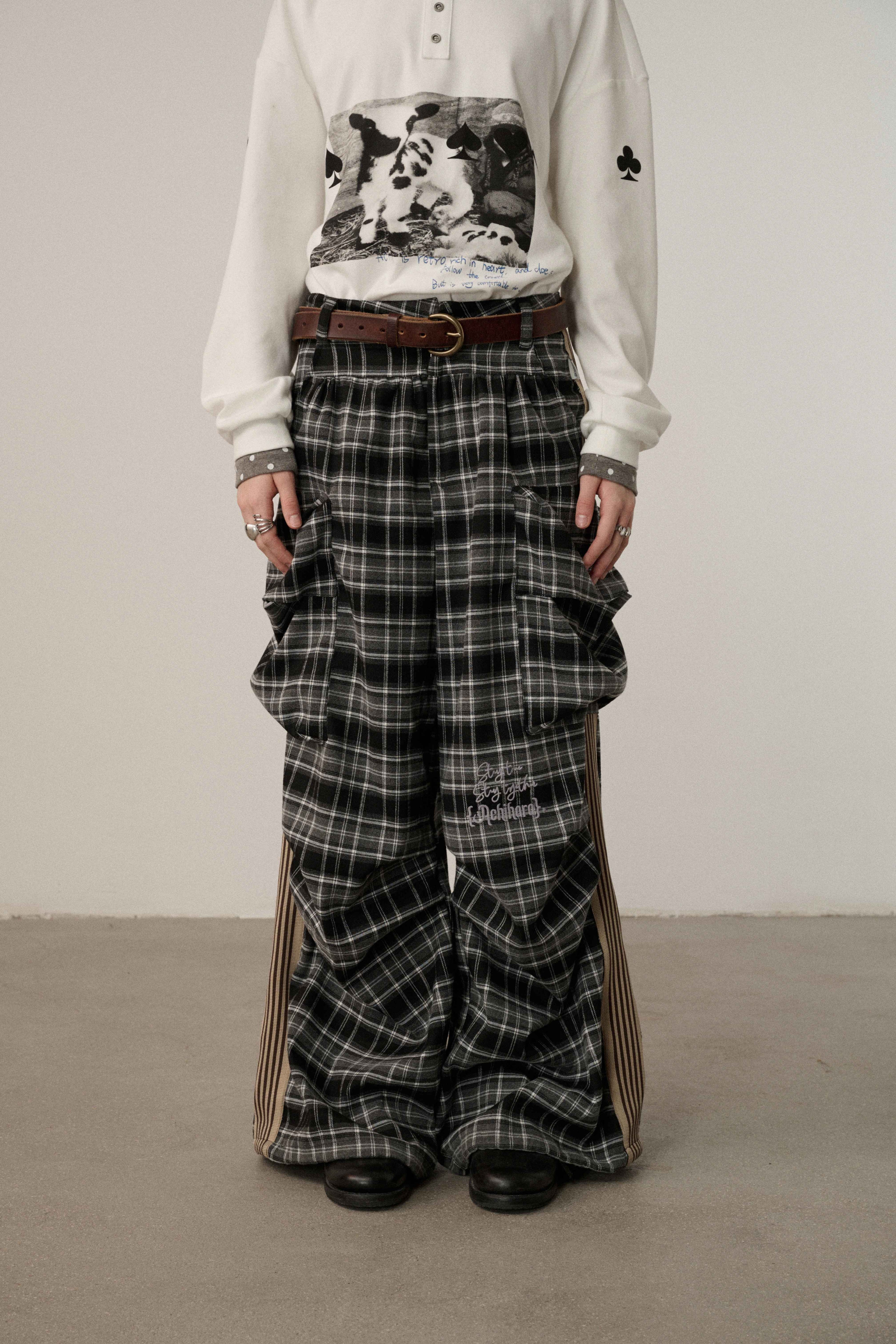 Achihara_Stretch_Pleated_Straight_Leg_Plaid_Mid_Low_Waist_Polyester_Women_Pants_MISSTT