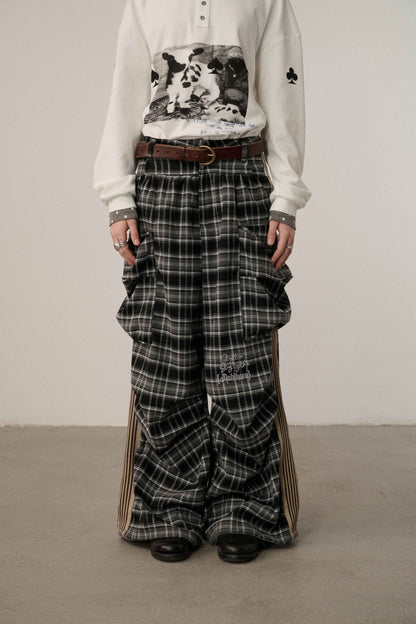 Achihara_Stretch_Pleated_Straight_Leg_Plaid_Mid_Low_Waist_Polyester_Women_Pants_MISSTT