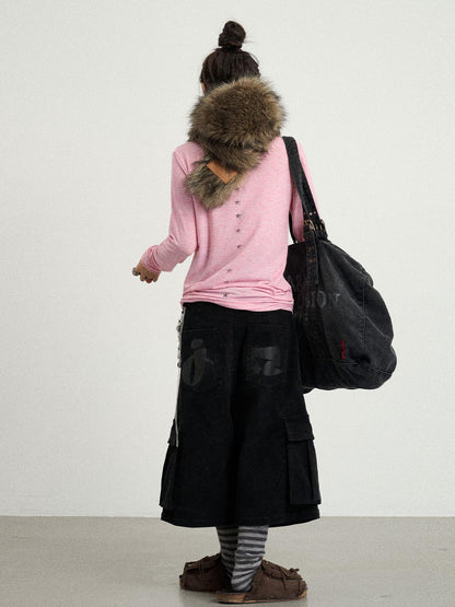 Achihara Stretch Washed Cotton Cargo Capri Pants