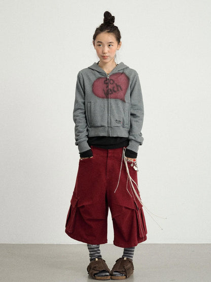 Stretch Washed Cotton Cargo Capri Pants