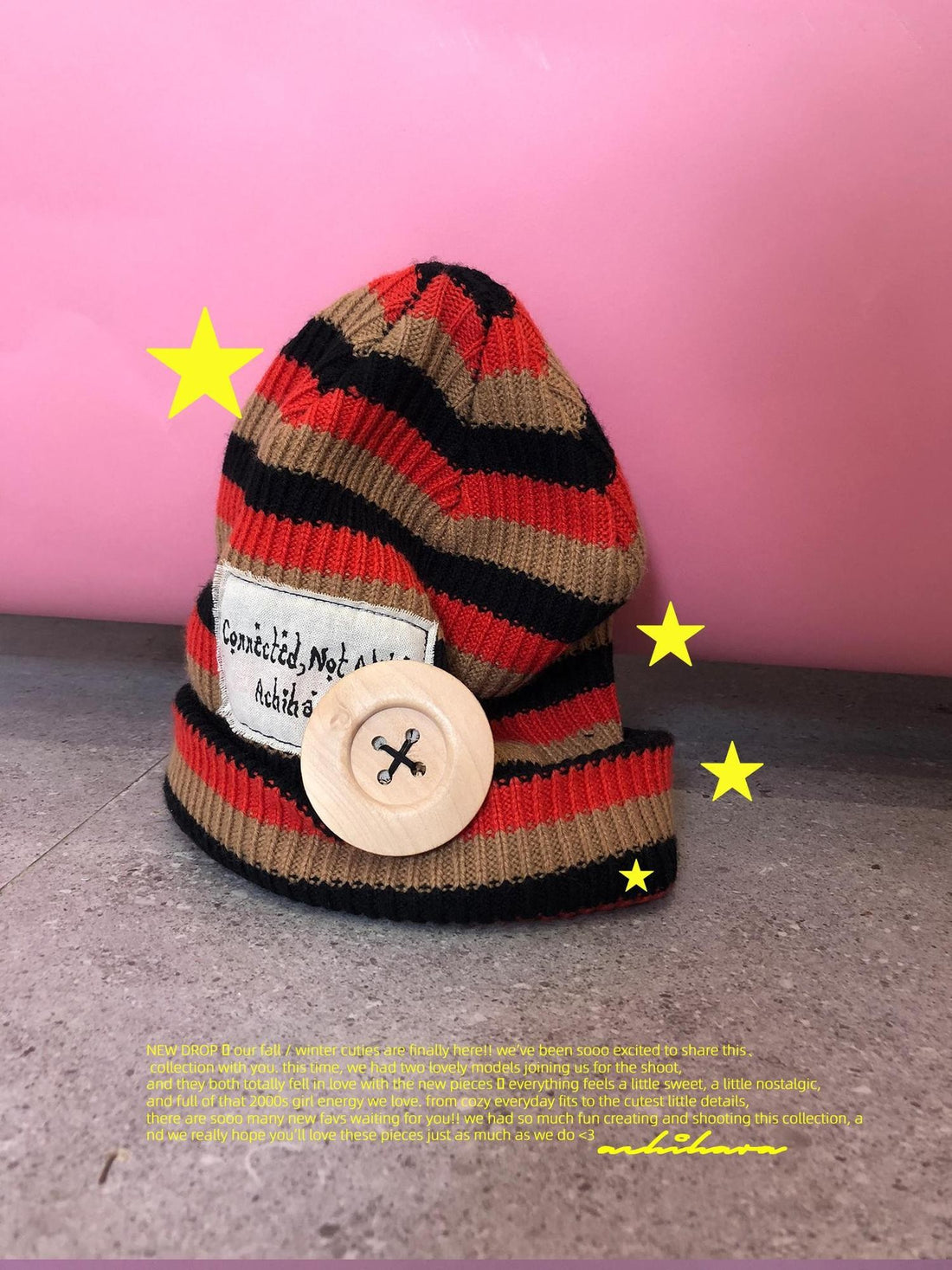 Achihara Striped Color Block Wood Button Knit Women&