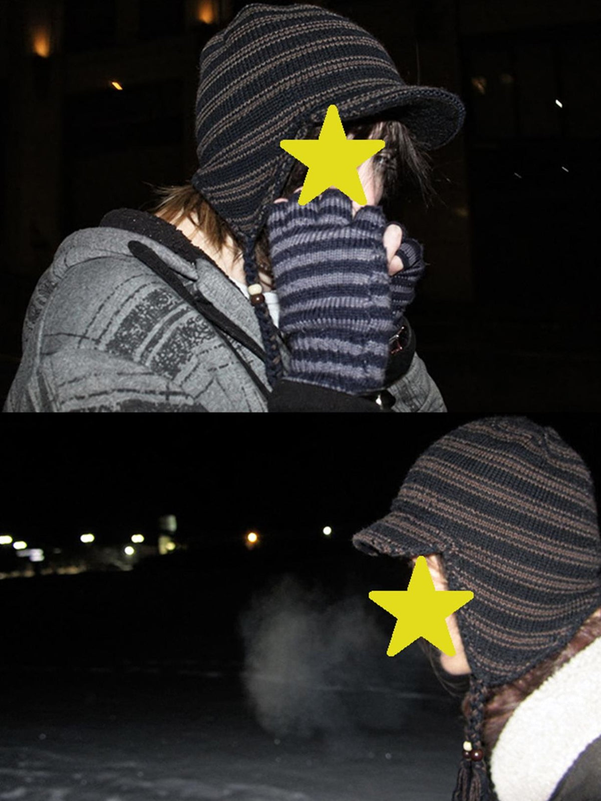 Achihara Striped Knit Earflap Women&