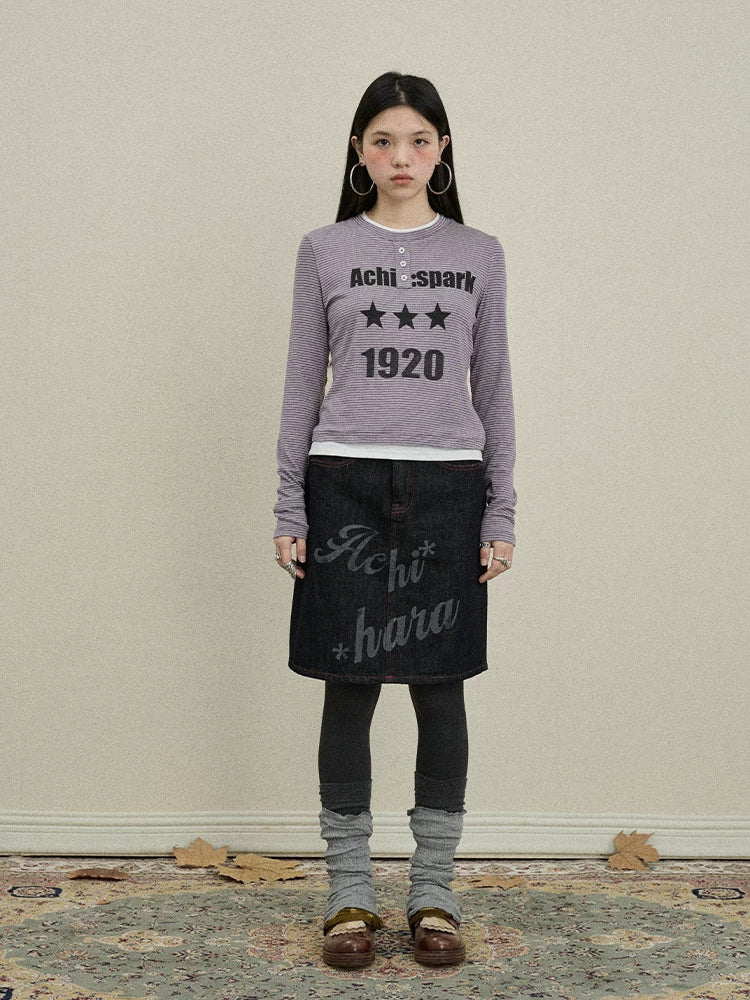 Achihara Striped Long Sleeve Layering Tee-1