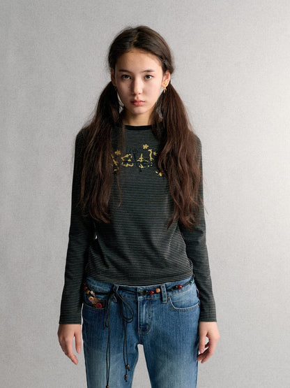 Achihara_Striped_Print_Crew_Neck_Pullover_Women&