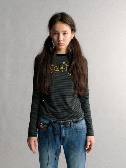 Achihara_Striped_Print_Crew_Neck_Pullover_Women&
