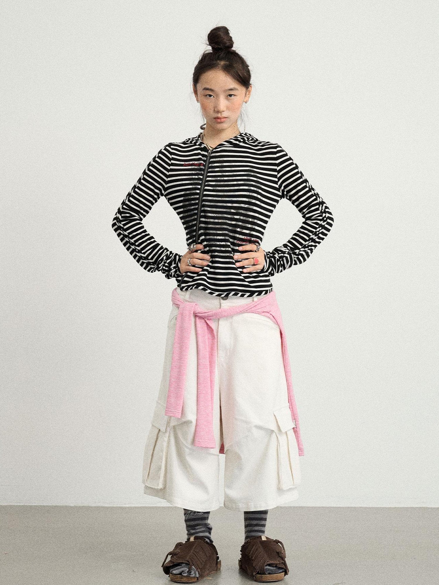 Achihara Striped Punk Bandage Coat