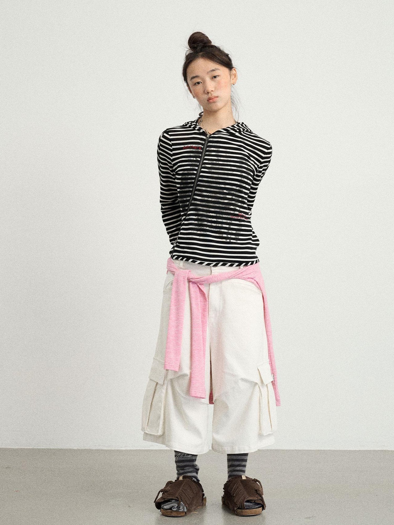 Achihara Striped Punk Bandage Coat