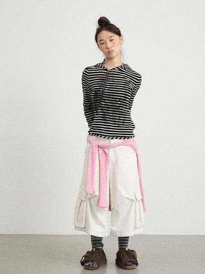 Achihara Striped Punk Bandage Coat