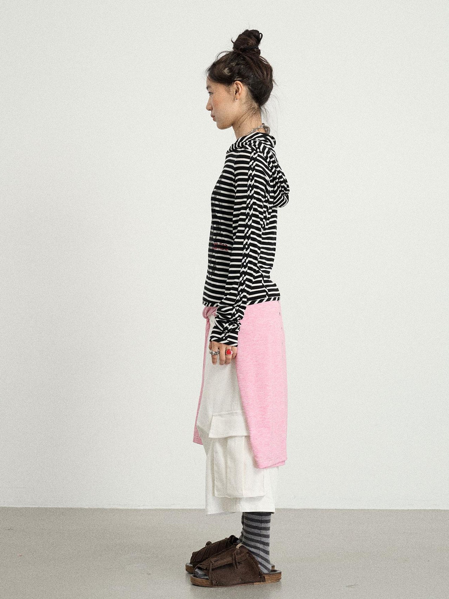 Achihara Striped Punk Bandage Coat