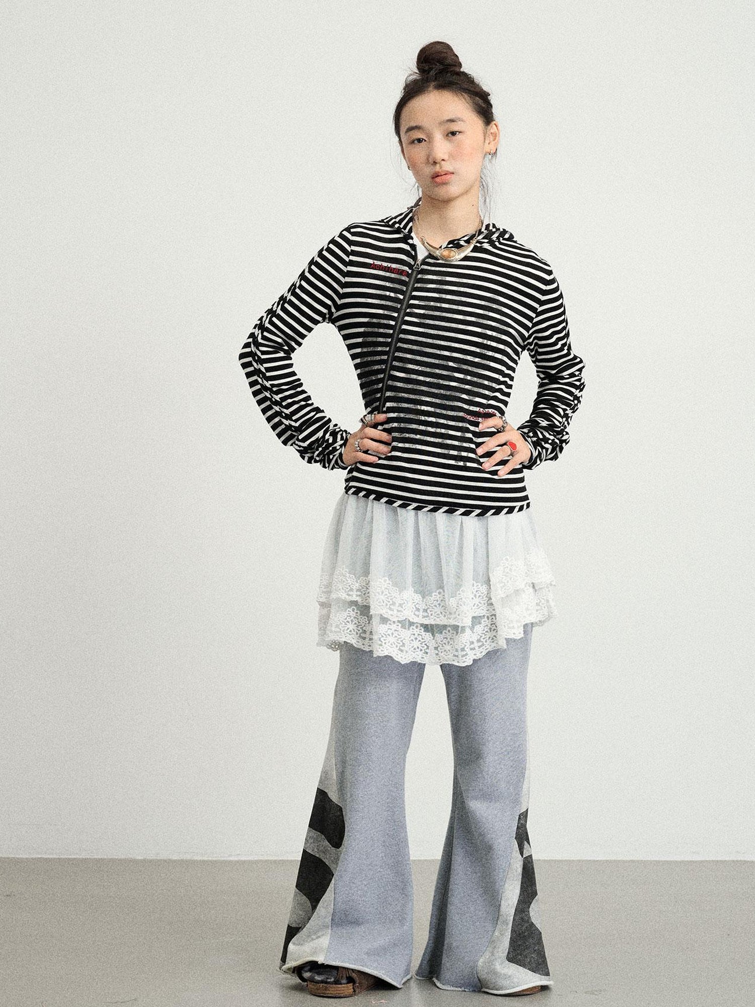 Achihara Striped Punk Bandage Coat
