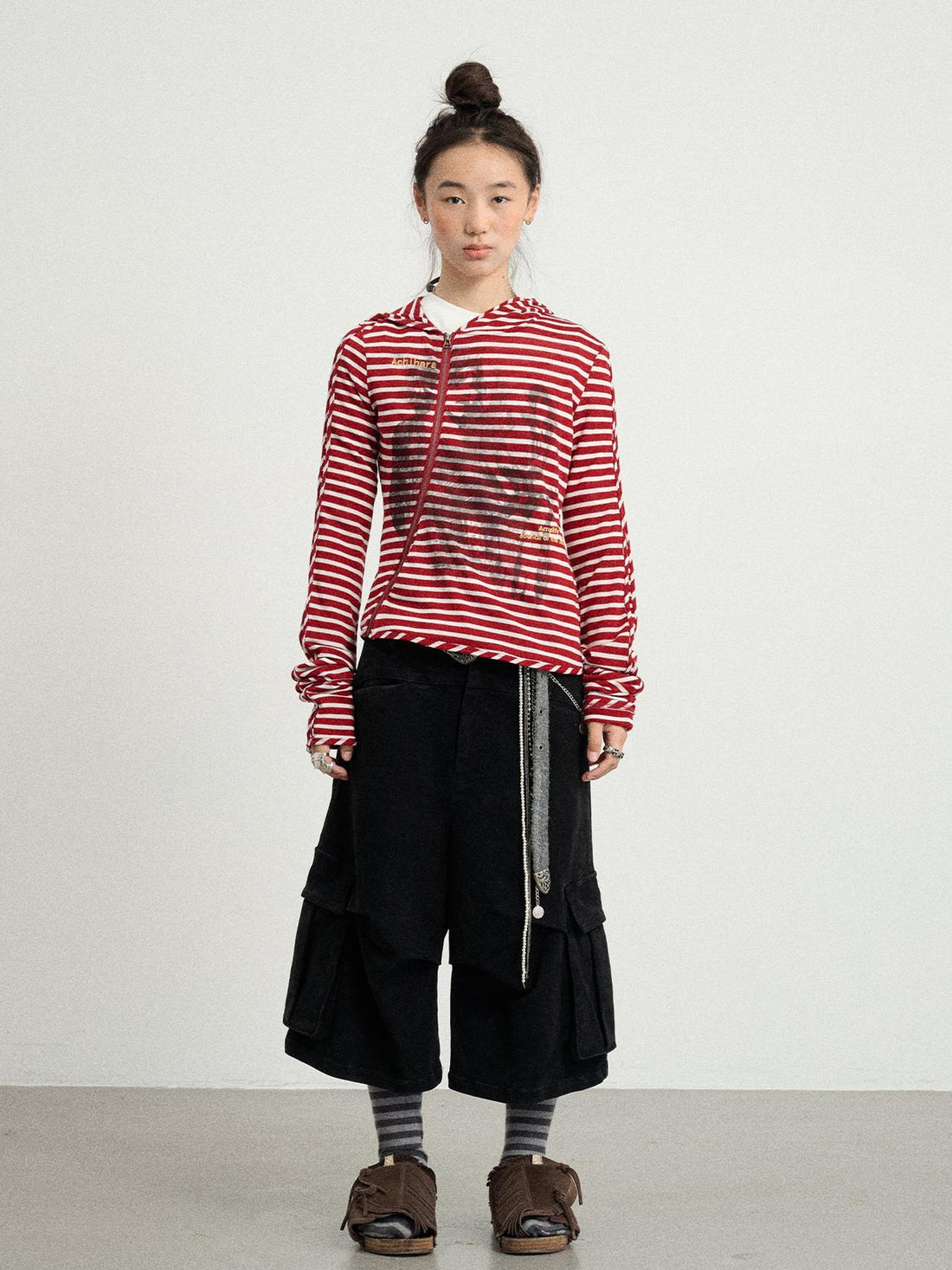 Achihara Striped Punk Bandage Coat
