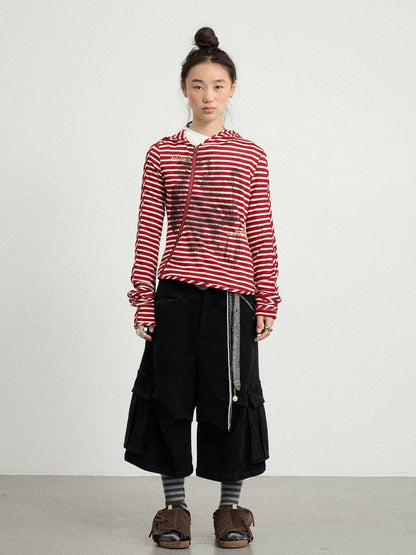 Achihara Striped Punk Bandage Coat