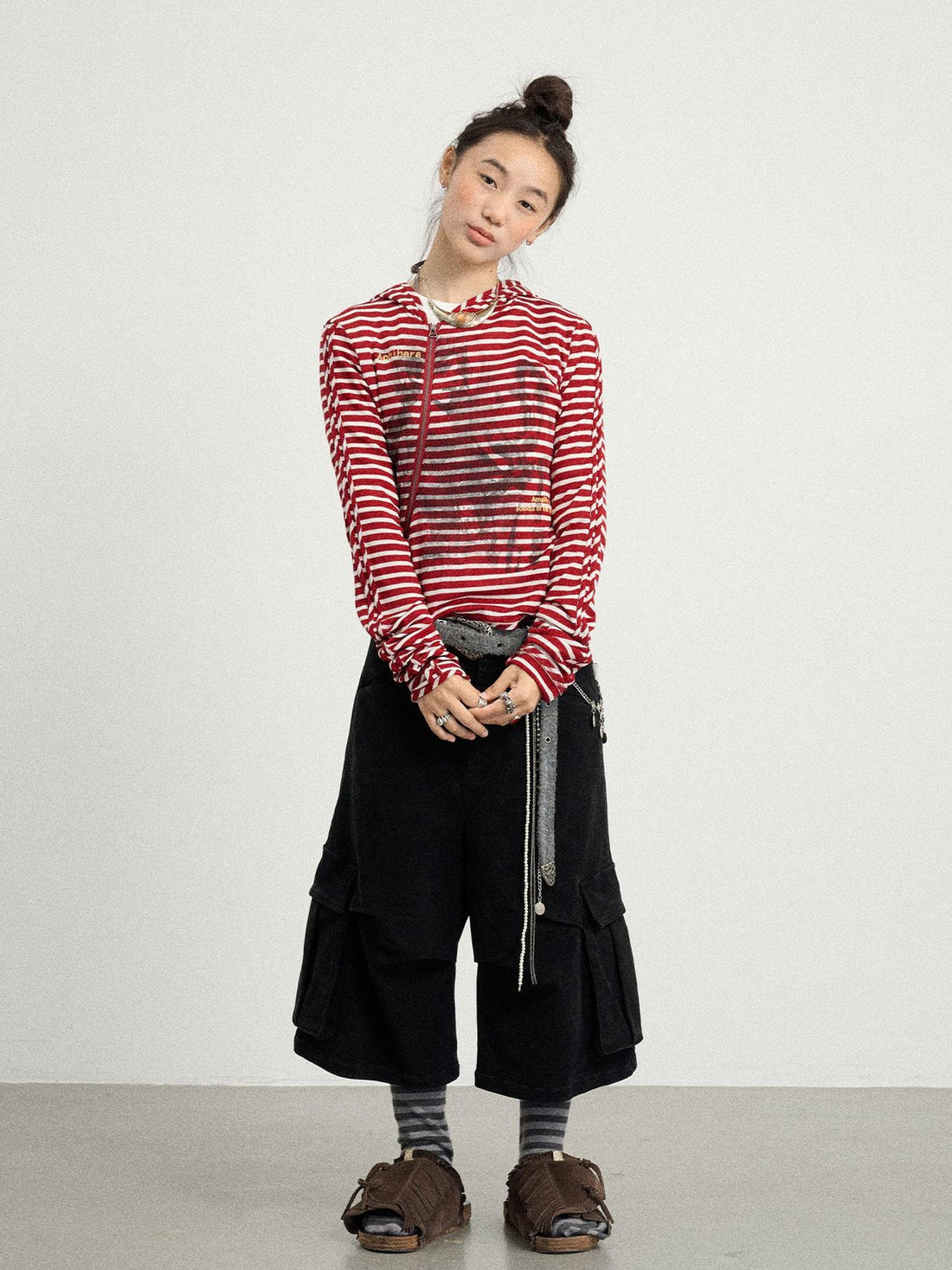 Achihara Striped Punk Bandage Coat