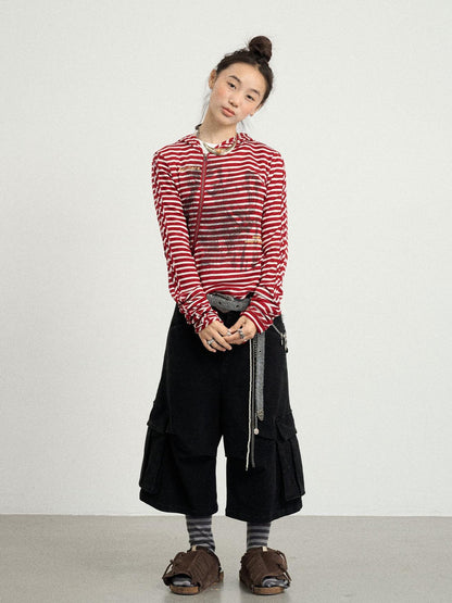 Achihara Striped Punk Bandage Coat