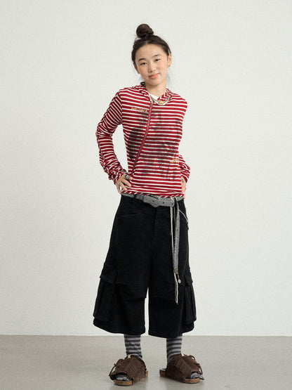 Achihara Striped Punk Bandage Coat