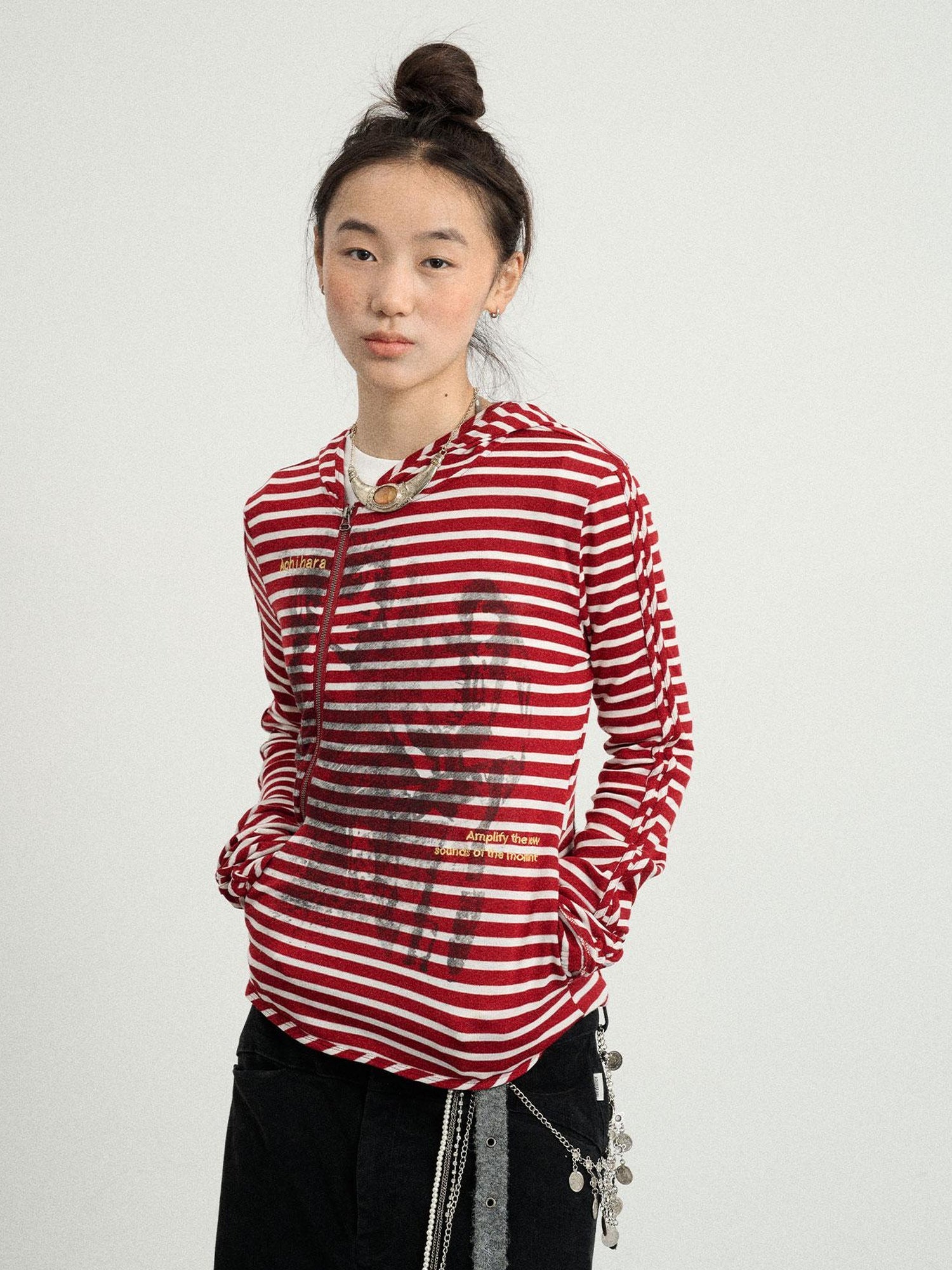 Achihara Striped Punk Bandage Coat