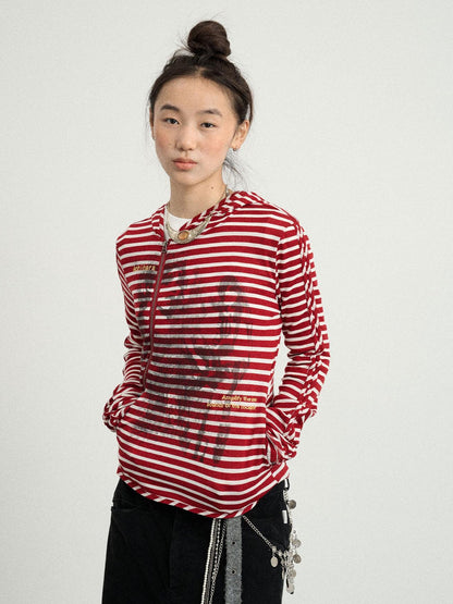 Achihara Striped Punk Bandage Coat