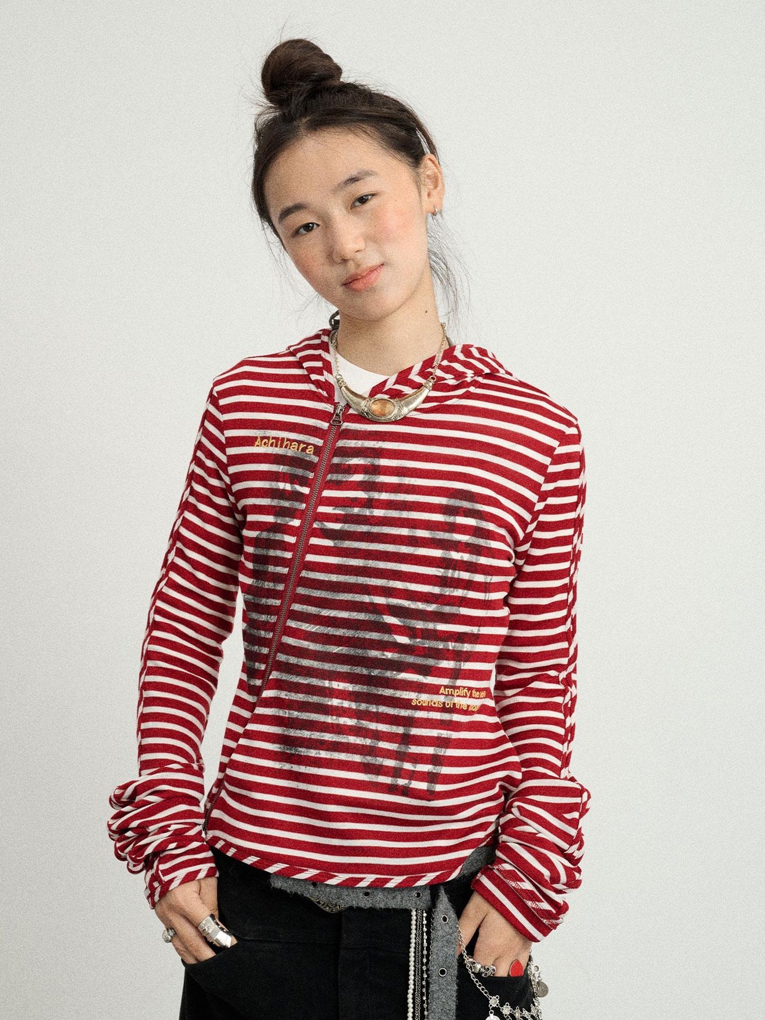 Achihara Striped Punk Bandage Coat