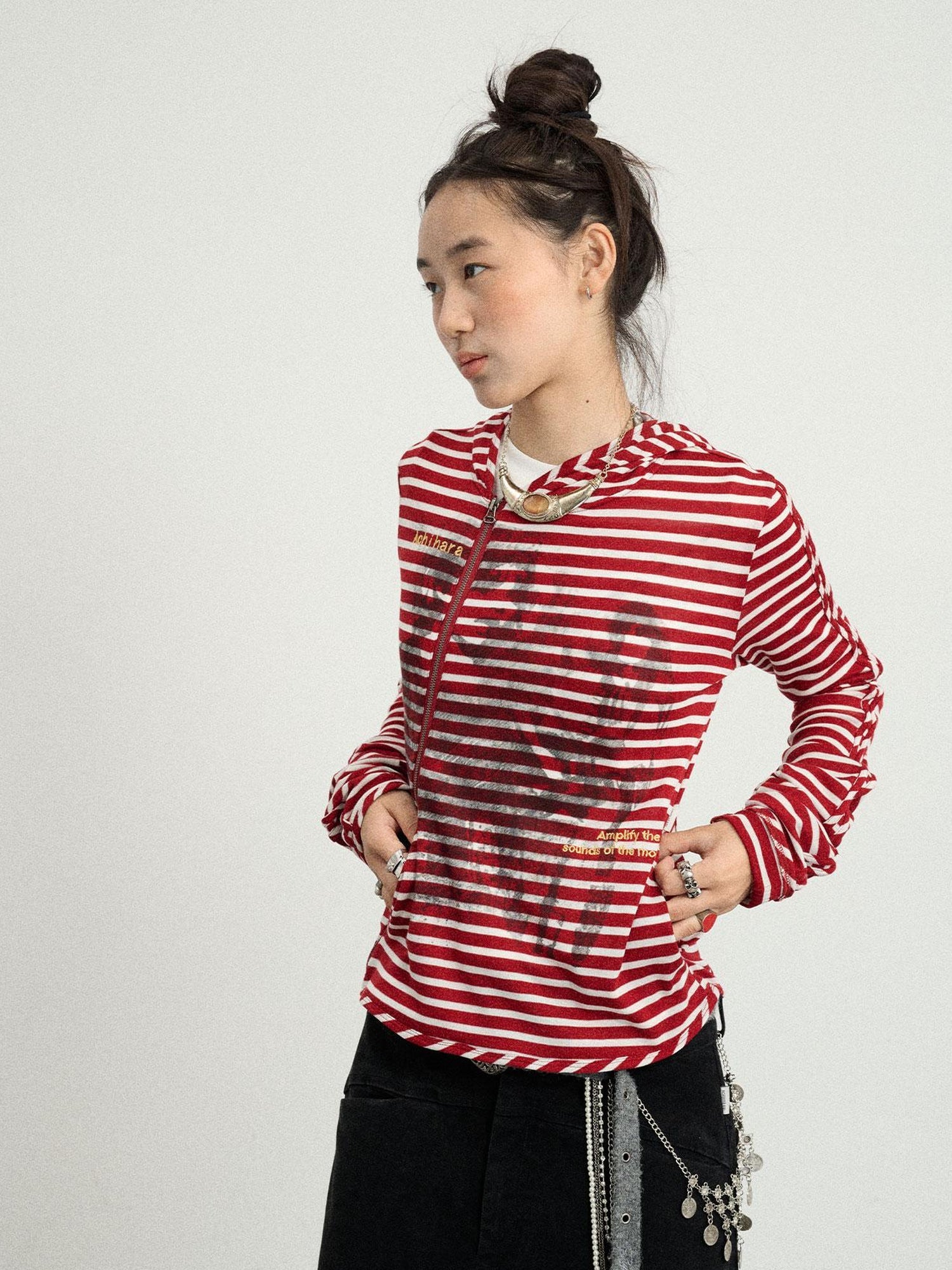 Achihara Striped Punk Bandage Coat