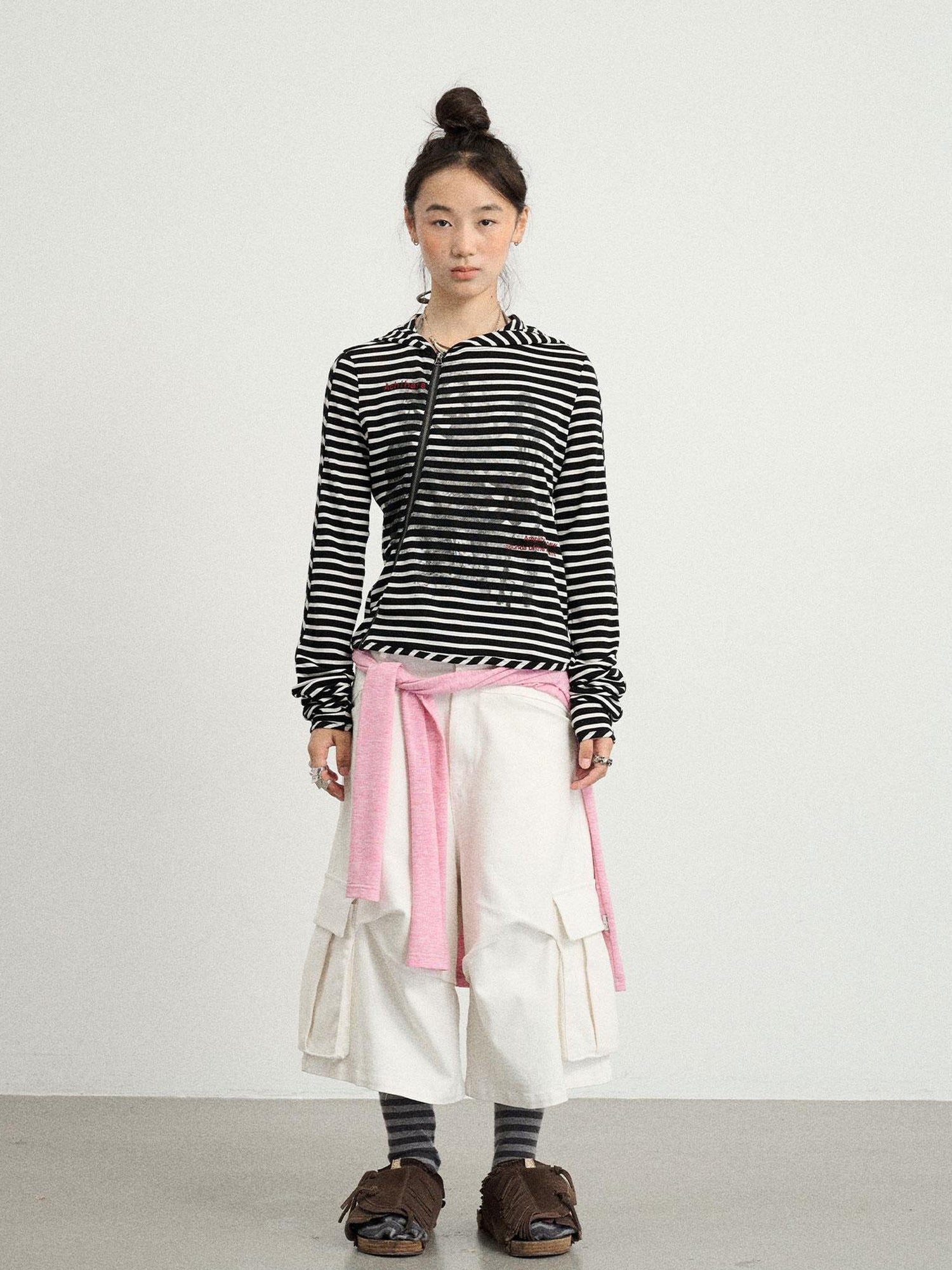 Achihara Striped Punk Bandage Coat