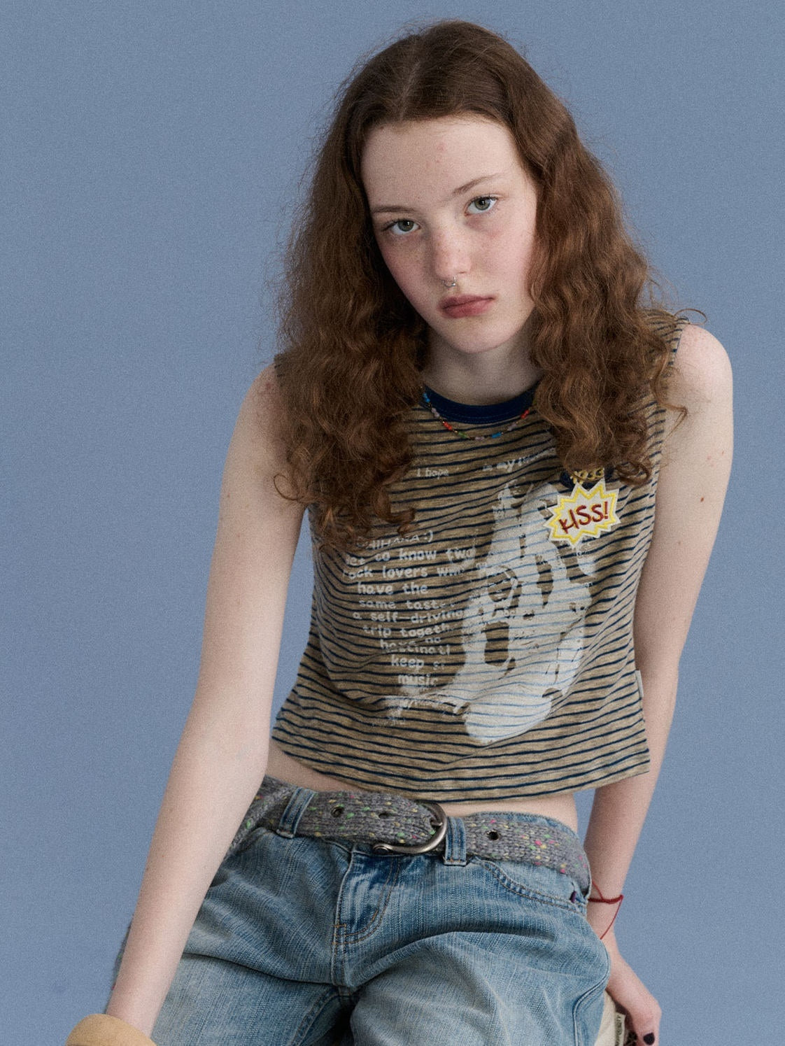 Achihara_Striped_Seaweed_Print_Badge_Slim_Fit_Women&