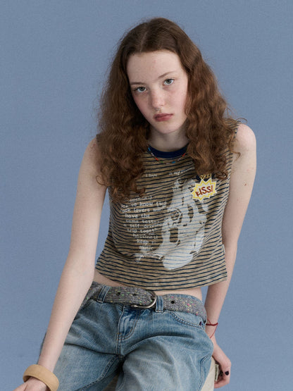 Achihara_Striped_Seaweed_Print_Badge_Slim_Fit_Women&