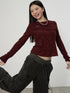 Striped Velvet Ribbed Long Sleeve Top