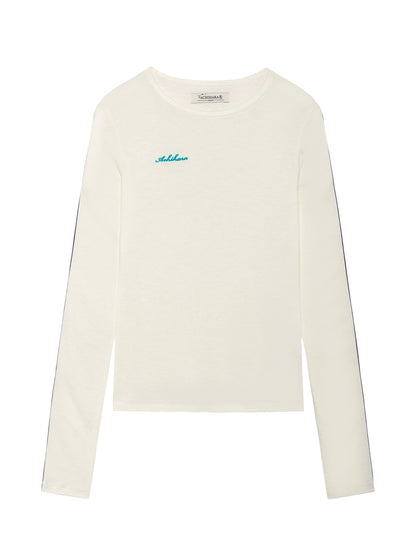 Striped Velvet Ribbed Long Sleeve Top