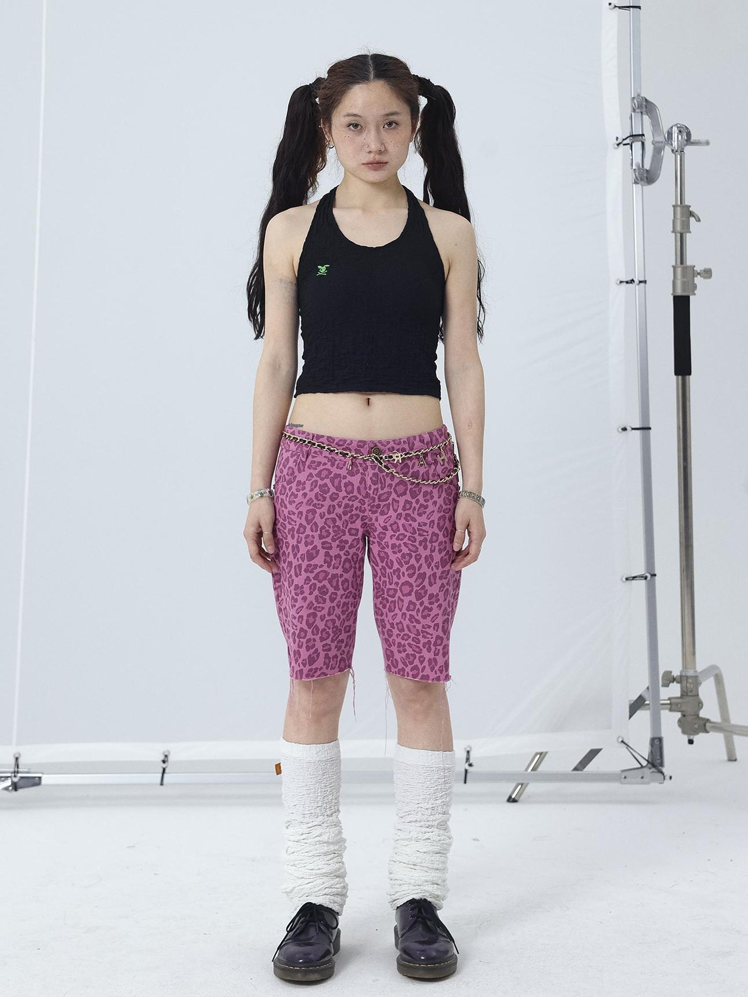 Achihara Summer Black Cropped Bubble Sleeve T-shirt Round Neck Top