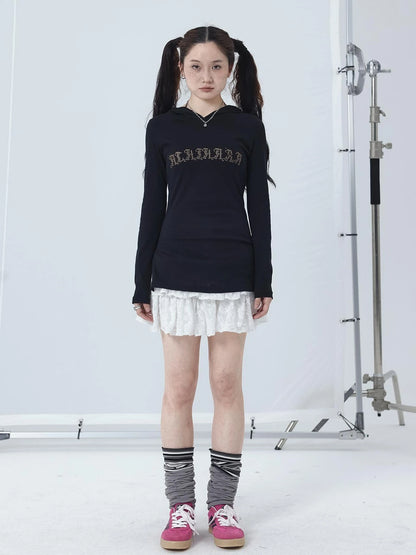 Summer Cool Long Sleeve Hooded Split Hem T Shirt