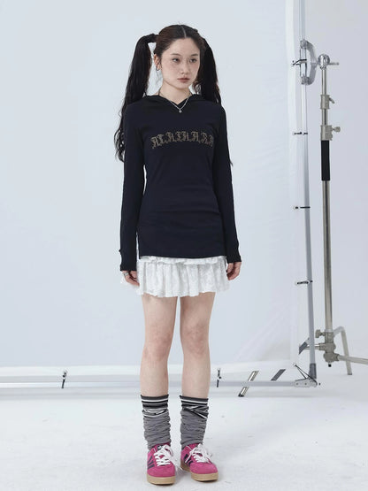 Summer Cool Long Sleeve Hooded Split Hem T Shirt
