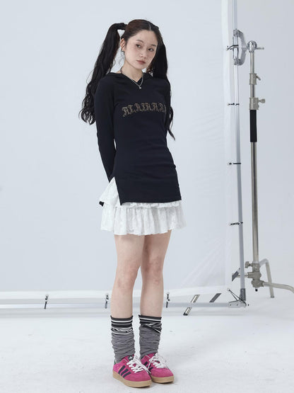 Achihara Summer Cool Long Sleeve Hooded Split Hem T Shirt
