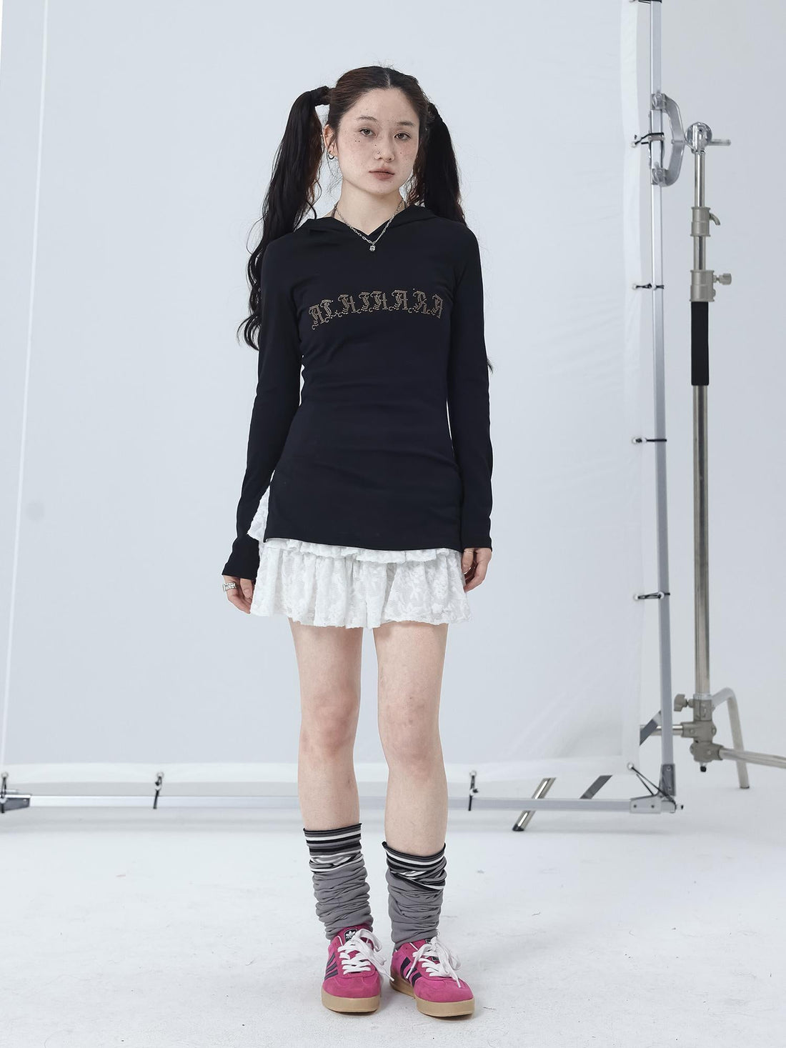 Achihara Summer Cool Long Sleeve Hooded Split Hem T Shirt