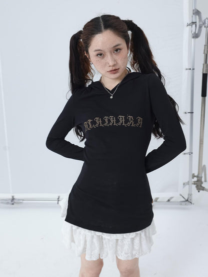 Achihara Summer Cool Long Sleeve Hooded Split Hem T Shirt