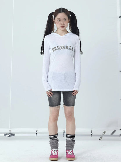 Summer Cool Long Sleeve Hooded Split Hem T Shirt